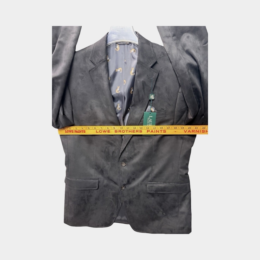 Ralph Lauren Men's 40R Black Ultra Suede 2 Button Blazer Jacket Sport Coat NWT - Picture 12 of 12